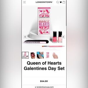 New NIB Londontown Queen of Hearts Galentines Day Nail Bundle Set lakur polish +